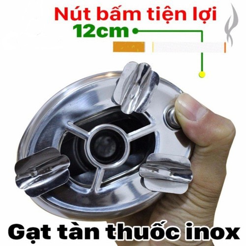 [FreeShip] [Hỏa tốc 1H] Gạt tàn thuốc lá inox nút bấm loại 1 cao cấp GT01