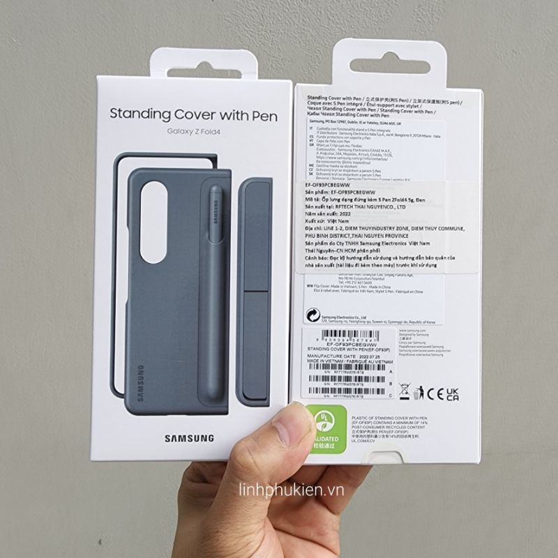 Ốp lưng Samsung Galaxy Z Fold 4 có bút S Pen kèm chân dựng ( Standing Cover With Pen ) - Hàng chính hãng