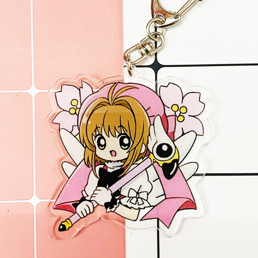 ( Mica trong acrylic ) Móc khóa Sakura Cardcaptor Thủ lĩnh thẻ bài ver1 quà tặng xinh xắn anime chibi