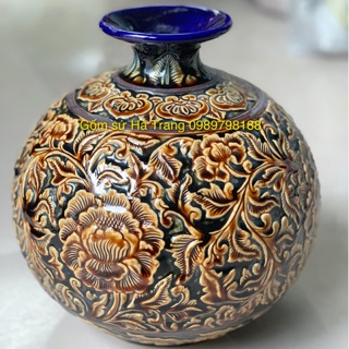 Bình hút tài lộc gốm sứ Bát Tràng cao cấp size 2 cao 24cm