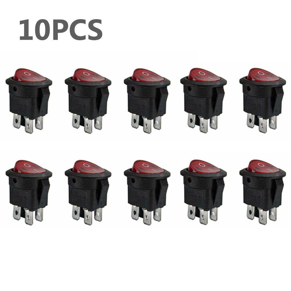 PISTA Set 10 Công Tắc Đỏ 2 Vị Trí 4 Pin KCD1-105