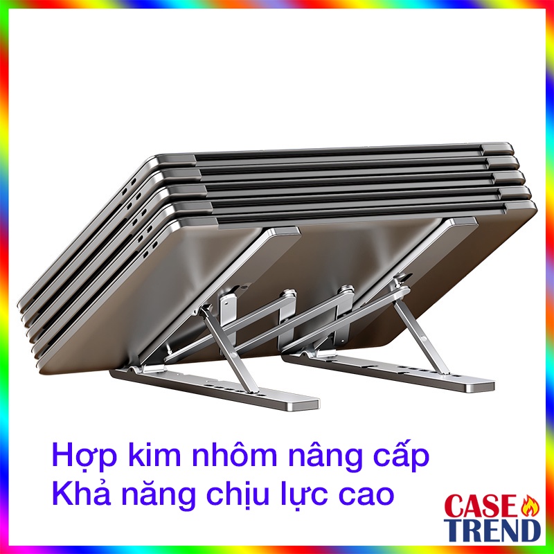 Giá Đỡ Laptop Macbook iPad Nhôm Để Bàn Giúp Tản Nhiệt - Kệ Tùy Chỉnh Độ Cao 6 Nấc - Đế Cao Su Chính Hãng MC