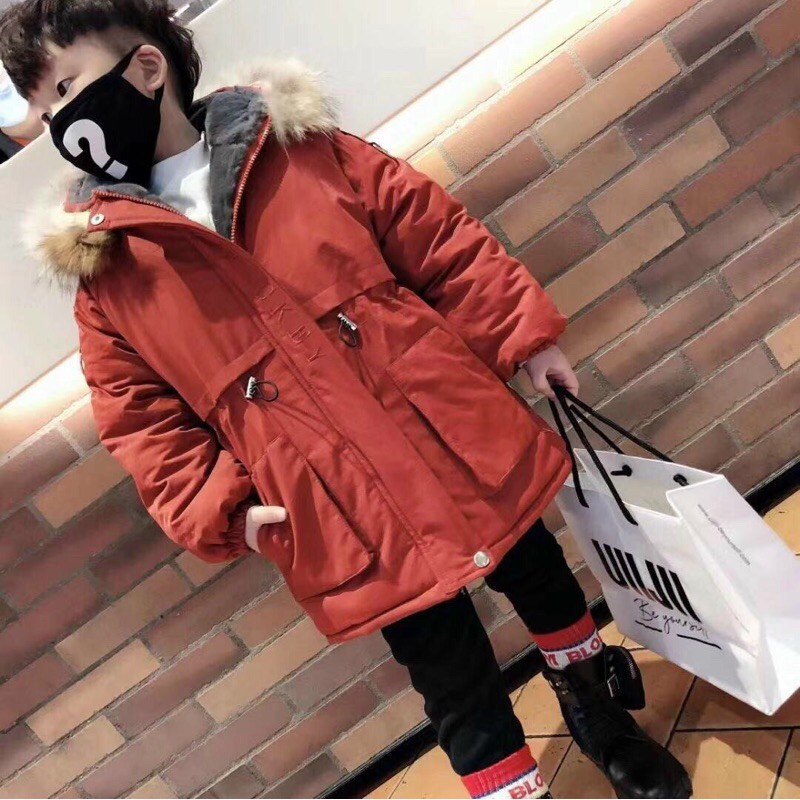 Áo parka lót lông cao cấp cho bé trai và bé gái 20-38kg