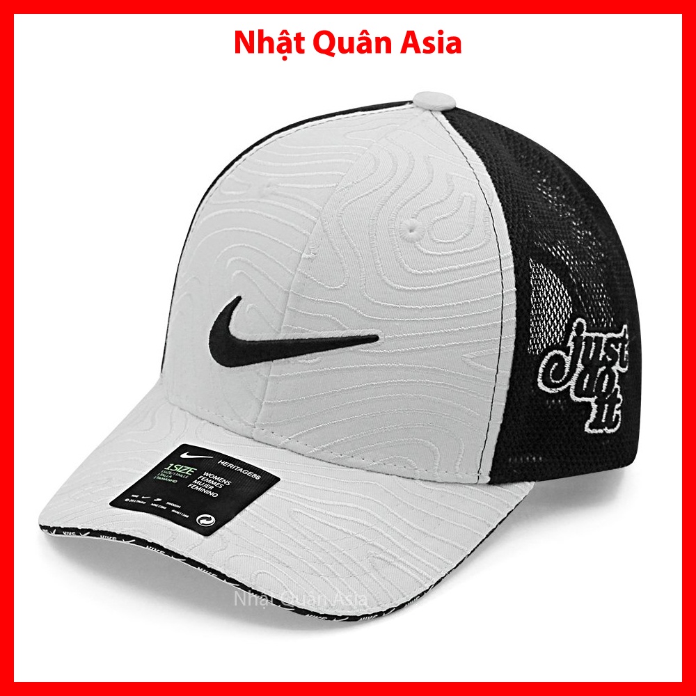 Mũ nón kết lưỡi trai Nike Just Do It thêu line áp kết viền nổi phối lưới đen form đẹp cá tính