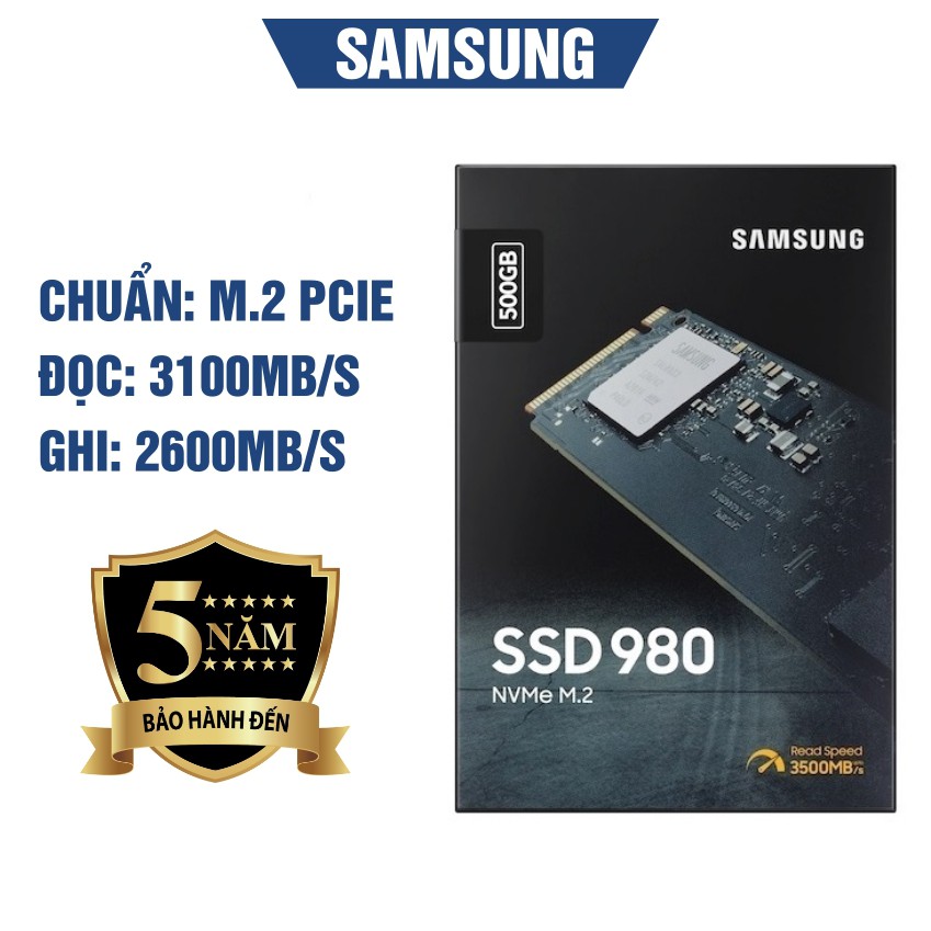 [Mã ELMALL10 giảm 10% đơn 500K] Ổ cứng SSD Samsung 980 500GB NVMe