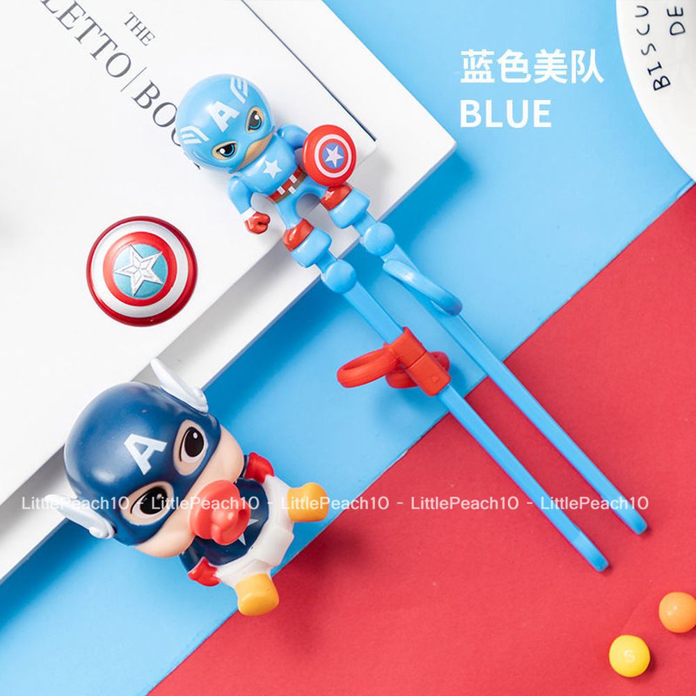 Đũa tập ăn dặm tay phải hình người nhện Spiderman và Captain nổi 3D cho bé trai