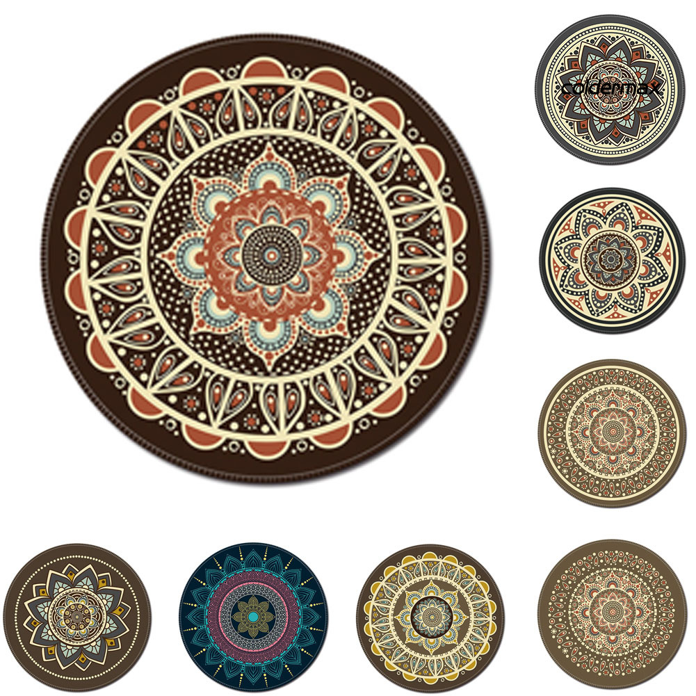 Miếng Lót Chuột Chống Trượt Hình Tròn Họa Tiết 3d Phong Cách Bohemian Cổ Điển Tiện Dụng
