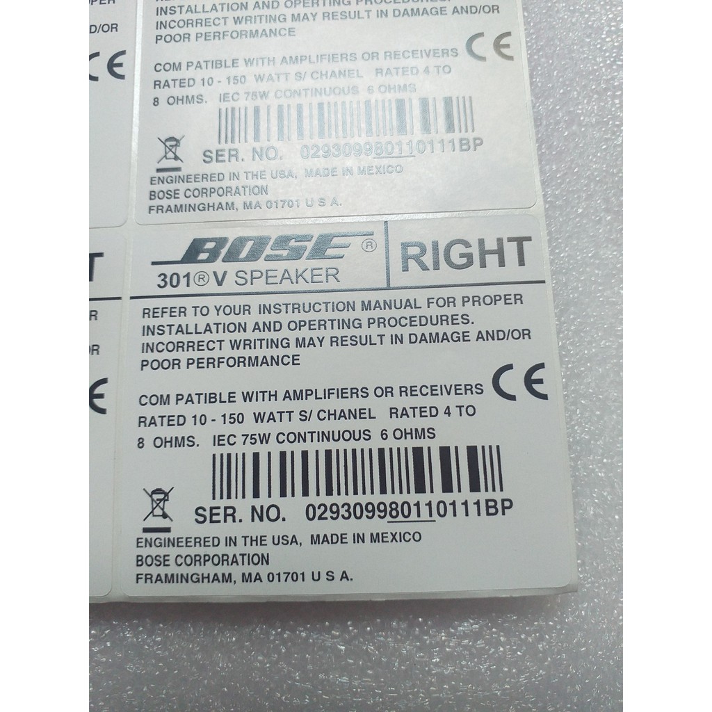 TEM DÁN THÙNG LOA BOSE 301 SERI V CÓ KEO DÍNH MẶT SAU, KÍCH THƯỚC 6cm x 6cm - GIÁ 1 CẶP