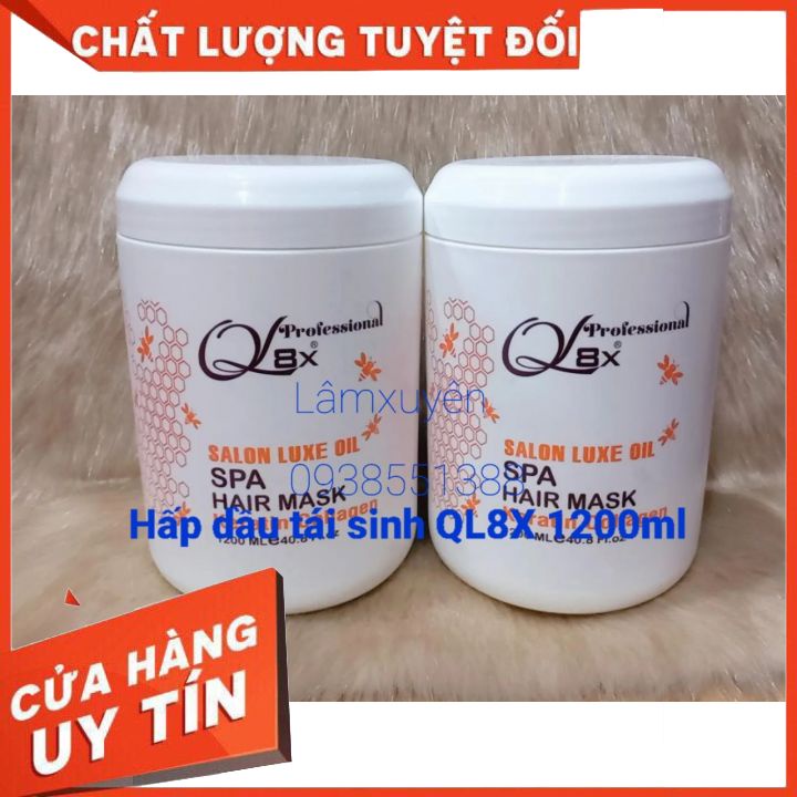 Hấp dầu phục hồi tái sinh QL8X 1200ml  (tóc nát,khô xơ chỉ 1 lần)mật ong sữa hũ trắng _ phục hồi tóc chắc khỏe