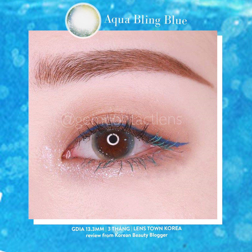 Áp Tròng AQUA BLING BLUE - LENS TOWN KOREA, Nội Địa Hàn HSD 3 Tháng, Họa Tiết Galaxy Ẩm Cao Phù Hợp Mắt Nhạy Cảm