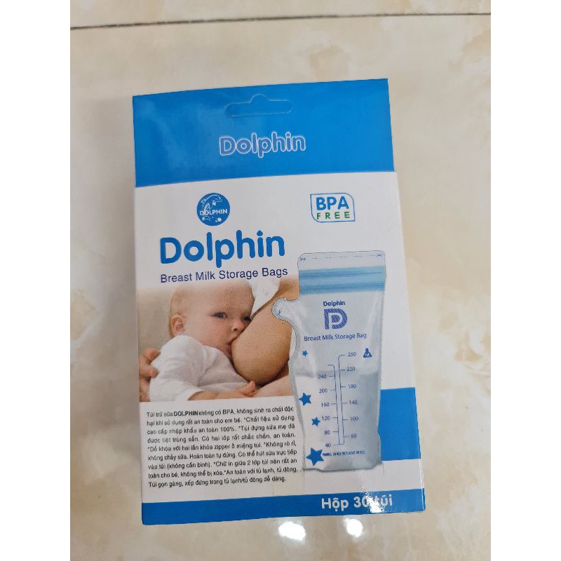 Túi trữ sữa dolphin hộp 30 túi 250ml