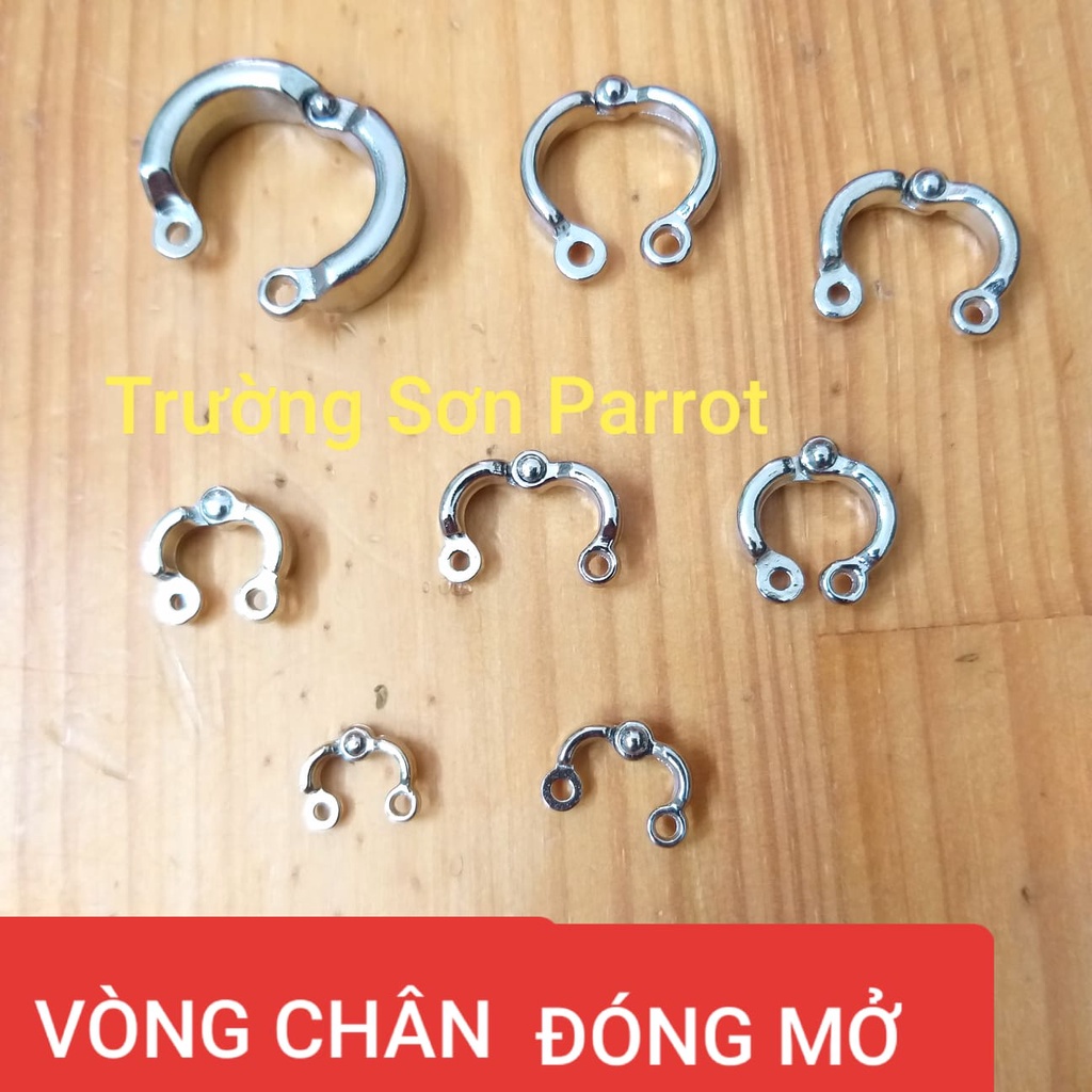 1 VÒNG CHÂN CHO VẸT DẠNG ĐÓNG MỞ đủ size (NHẪN ĐEO CHÂN cho vẹt) BẰNG INOX