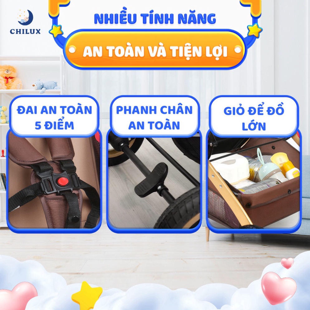 [Nhung bebu] Xe đẩy cho bé Chilux V1.6 - 9 tính năng tiện dụng cho mẹ  và bé - có thể gấp gọn