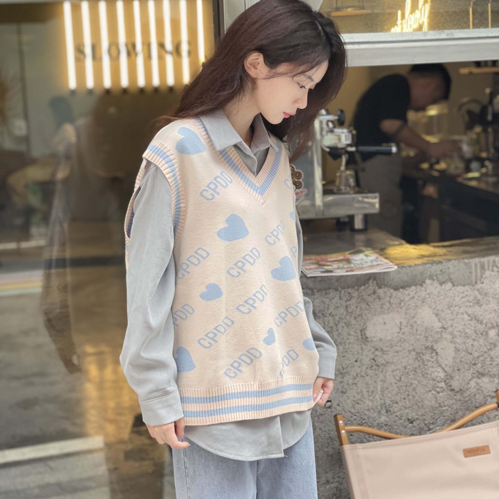 Áo Gile Len Ulzzang, Áo Len Nữ Họa Tiết Phối Màu Đẹp Nữ Tính Phong Cách Hiện Đại M116 | BigBuy360 - bigbuy360.vn