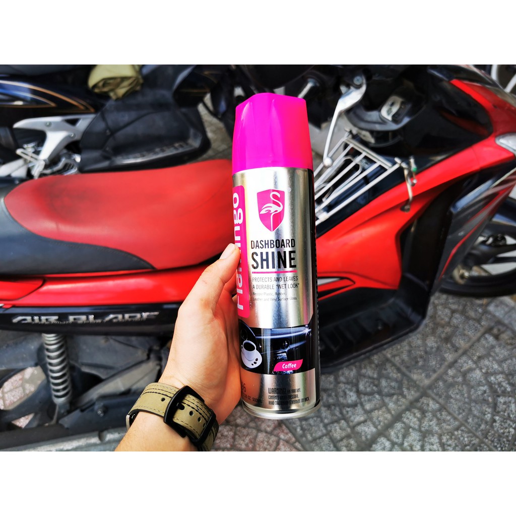 Dưỡng Phục Hồi Nhựa Nhám, Bóng Da Bóng Gỗ Cao Su Flamingo Dashboard Shine F096 500ml Tặng Khăn