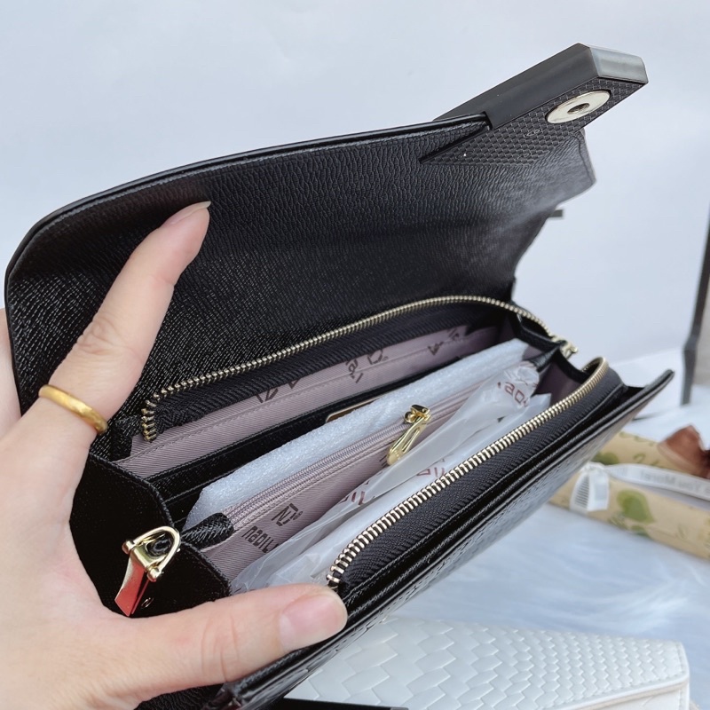 Túi, ví cầm tay nữ da vân khuy gỗ có dây đeo dài, cao cấp quảng châu | BigBuy360 - bigbuy360.vn