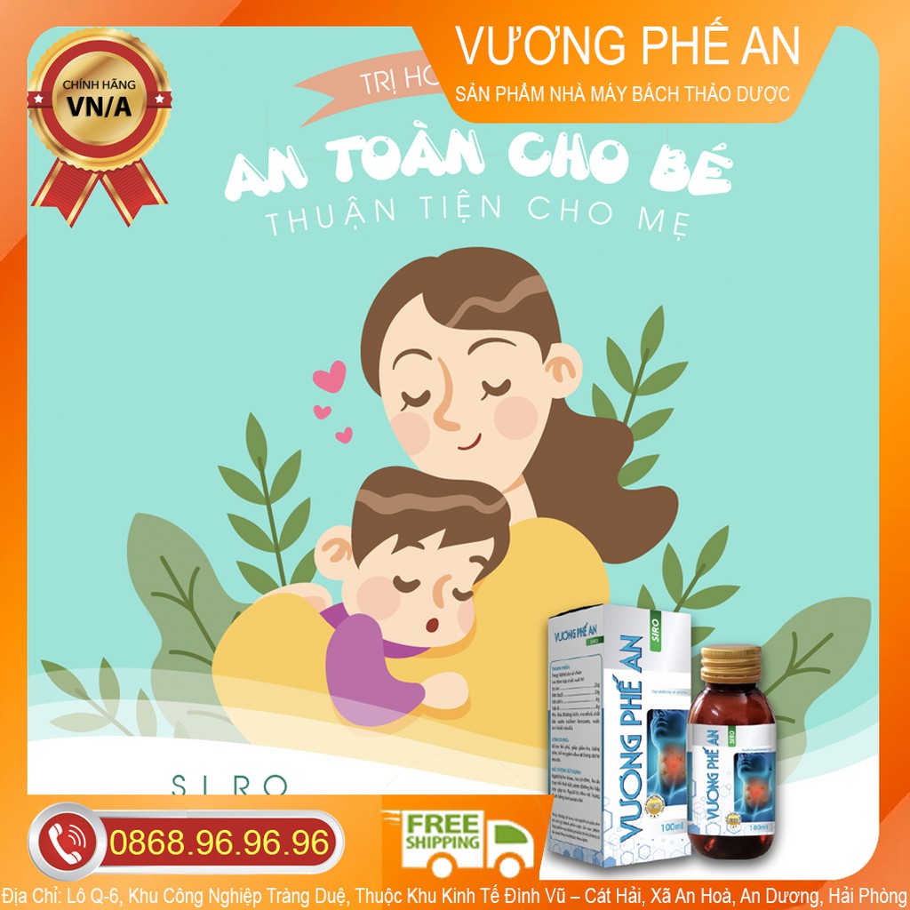 SIRO VƯƠNG PHẾ AN CHÍNH HÃNG - HỖ TRỢ LÀM GIẢM ĐAU RÁT HỌNG, BỊ HO KÉO DÀI, GIÚP BỔ PHẾ, LOÃNG ĐỜM, GIẢM HO LỌ/100ML