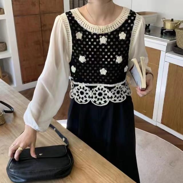 Áo Dệt Kim Mỏng Sát Nách Dáng Rộng Kiểu Retro Cá Tính Cho Nữ