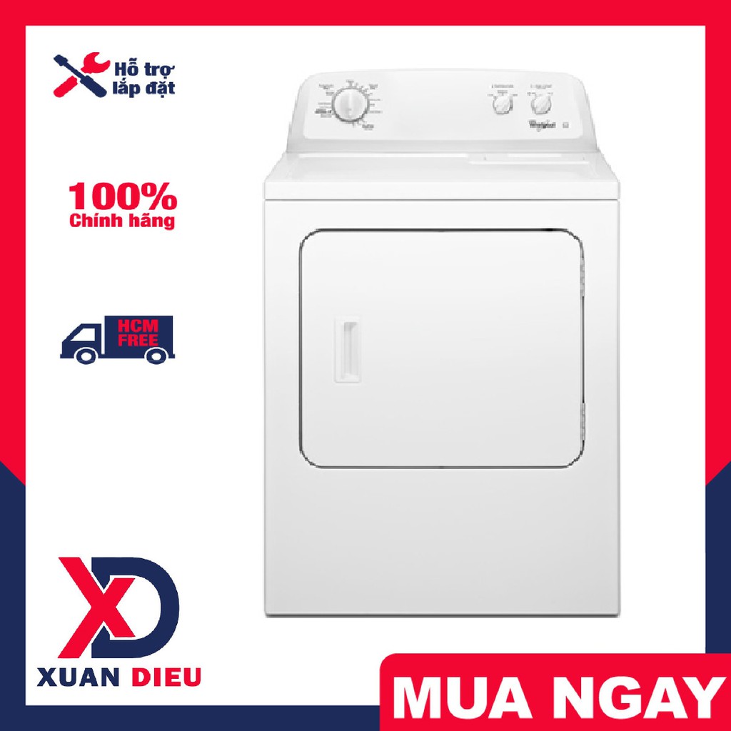 Máy sấy quần áo Whirlpool 3LWED4705FW 15Kg, Sấy thông hơi, chống nhăn, Sản xuất USA, hàng chính hàng ,Miễn phí giao HCM