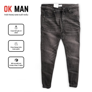 Quần jean jogger nam form slimfit, màu đen xám, co giãn tốt, OkMan - JJG