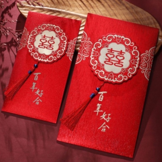 Bao lì xì cưới cao cấp phối tua rua - Lì xì trao duyên đẹp
