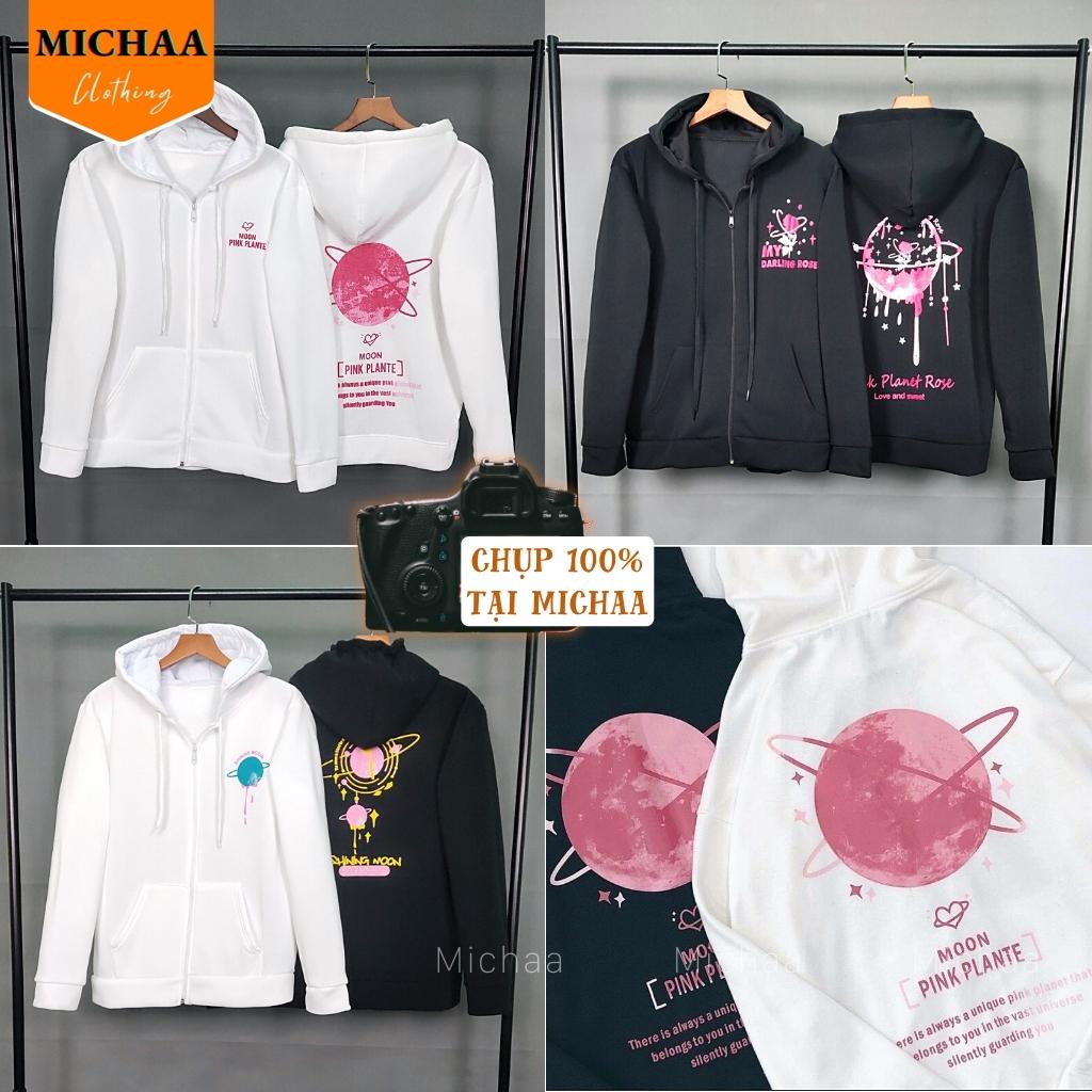 Áo Khoác Nỉ Hoodie FE PINK PLANTE MOON Nam Nữ Ulzzang Unisex Dây Kéo Form Rộng - MICHAA