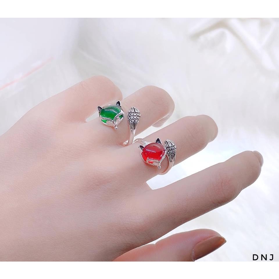 Nhẫn hồ ly bạc thật sơn đen cao cấp đủ màu - Kho sỉ bạc Nhất Linh