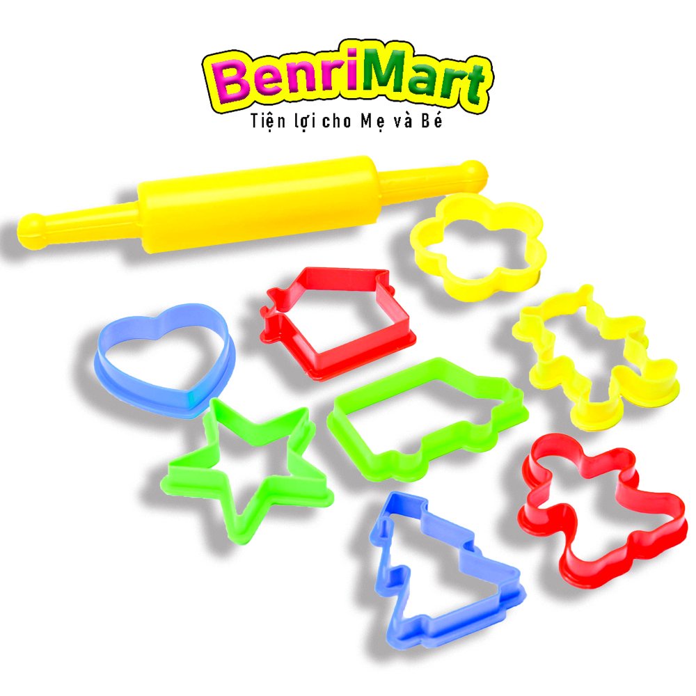 Set 8 Khuôn Đất Nặn Kèm Con Lăn Cán Đất Loại Lớn Dễ Sử Dụng Không Bết Dính - Đảm Bảo An Toàn Cho Trẻ