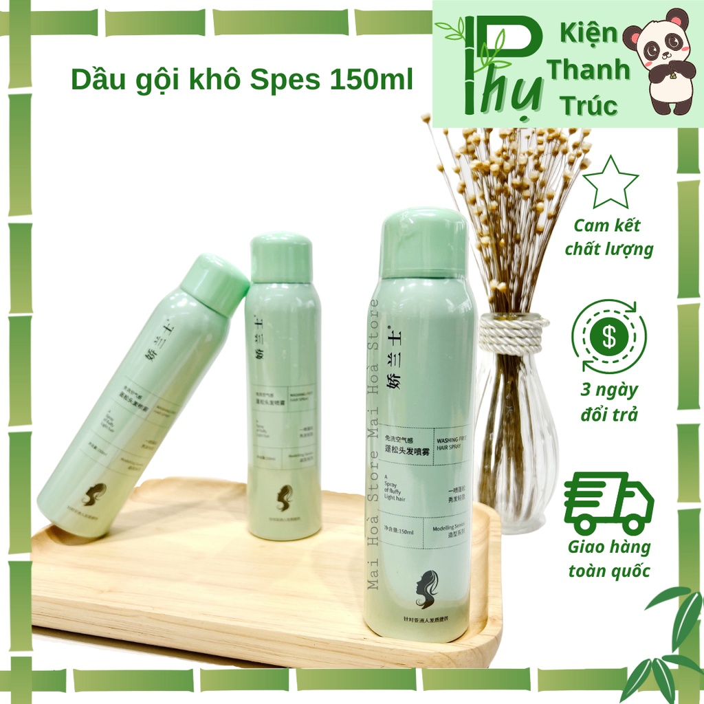 Dầu gội khô dạng xịt Spes 💥 GIÁ SỐC 💥 Dầu gội đầu khô nữ 150ML không bết dính phồng tóc siêu tiện lợi