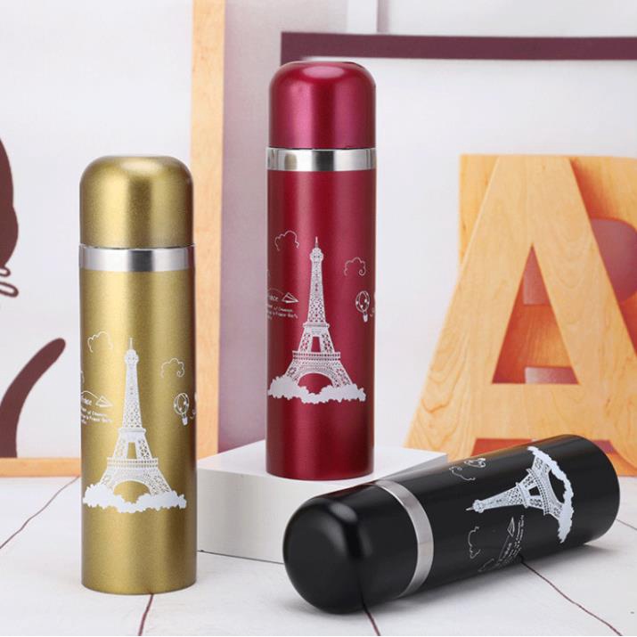 Bình Giữ Nhiệt 500ml Hình Tháp Eiffel Thiết Kế Đơn Giản Tinh Tế
