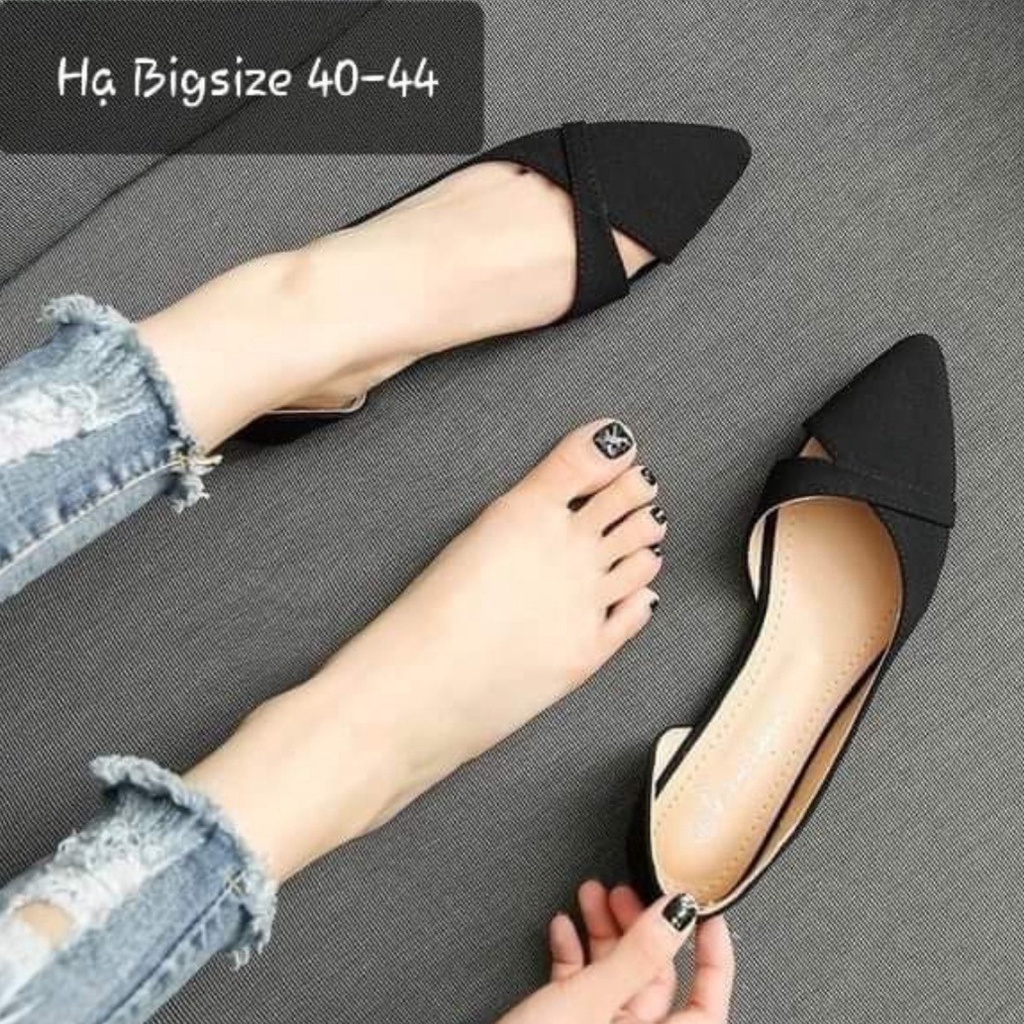 Giày nữ ngoại cỡ 40 41 42 43 44 - Giày búp bê big size 2 mảnh khoét eo vá rời G014