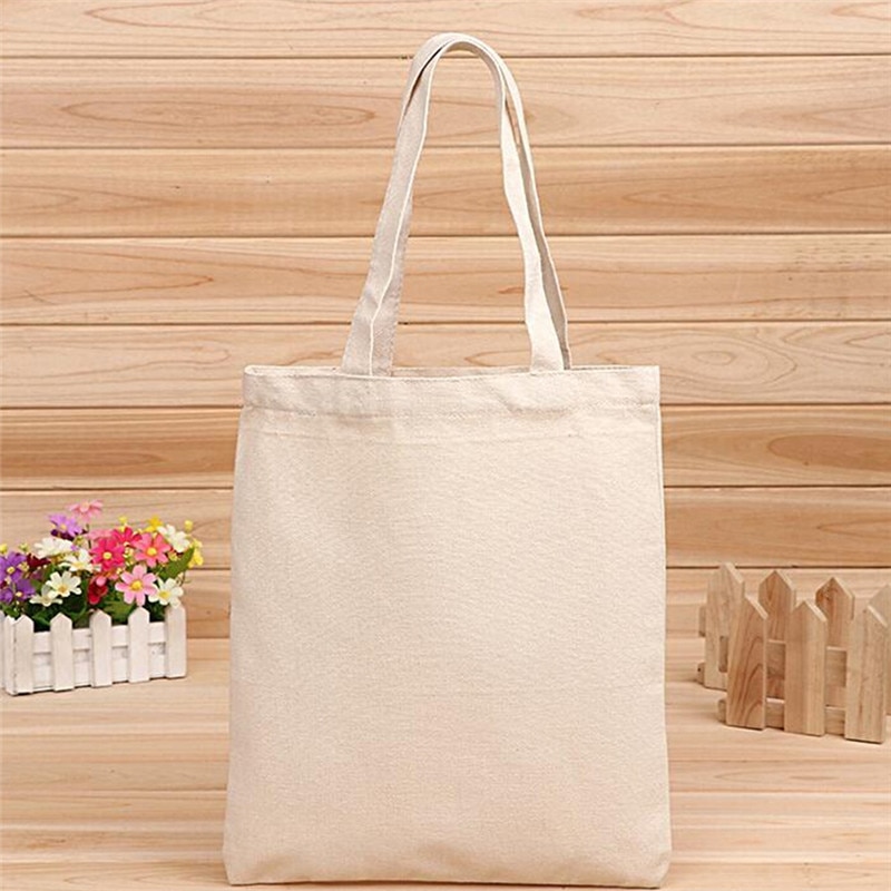 Túi tote chất liệu cotton canvas màu trắng kem phong cách Hàn Quốc