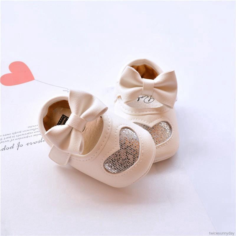 Giày đế mềm có quai thắt nơ xinh xắn cho bé gái