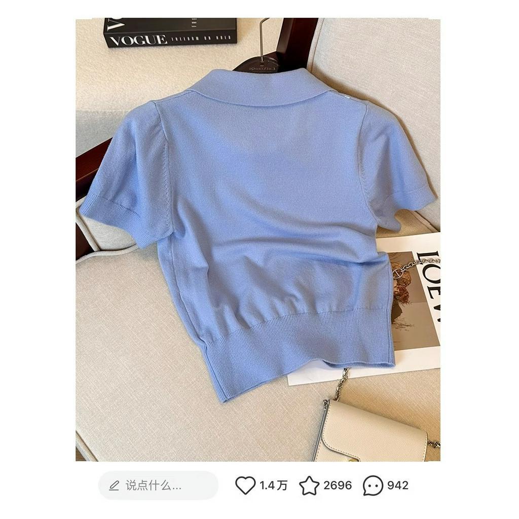 Áo Thun Polo Tay Ngắn In Họa Tiết Hoạt Hình Phong Cách Hàn Quốc Thời Trang Mùa Hè Cho Nữ