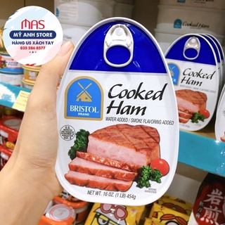 Thịt hộp dăm bông cooked ham bristol mỹ 454gram