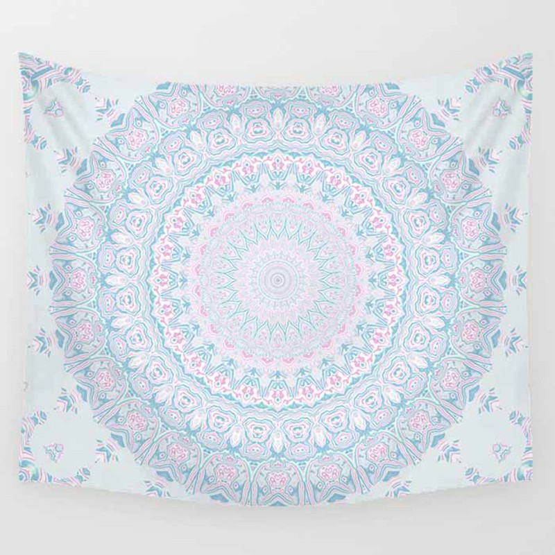 Thảm Treo Tường Hình Chữ Nhật In Họa Tiết Hoa Sen mandala Kích Thước 150 * 130cm