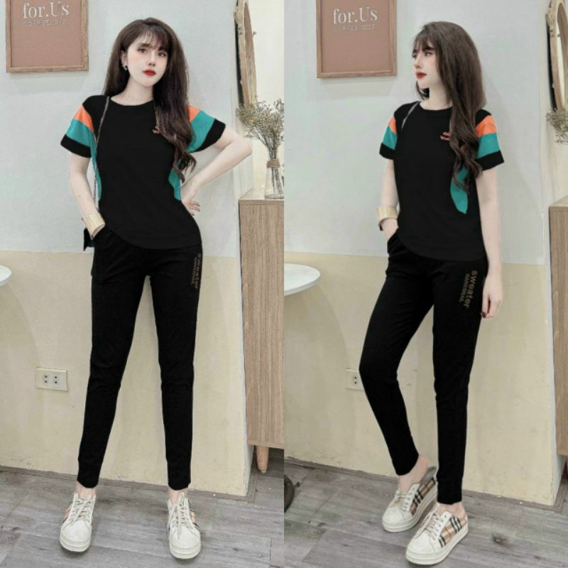 Đồ bộ nữ thun cotton cao cấp phối màu trẻ trung thể thao sang trọng có bigsize từ 40-70kg mẫu mới giá rẻ đẹp hót hít