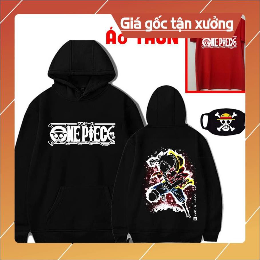 [SALE GIÁ GỐC] [HOT ] Mua áo hoodie Luffy mũ rơm tặng kèm áo thun bịt mặt one piece