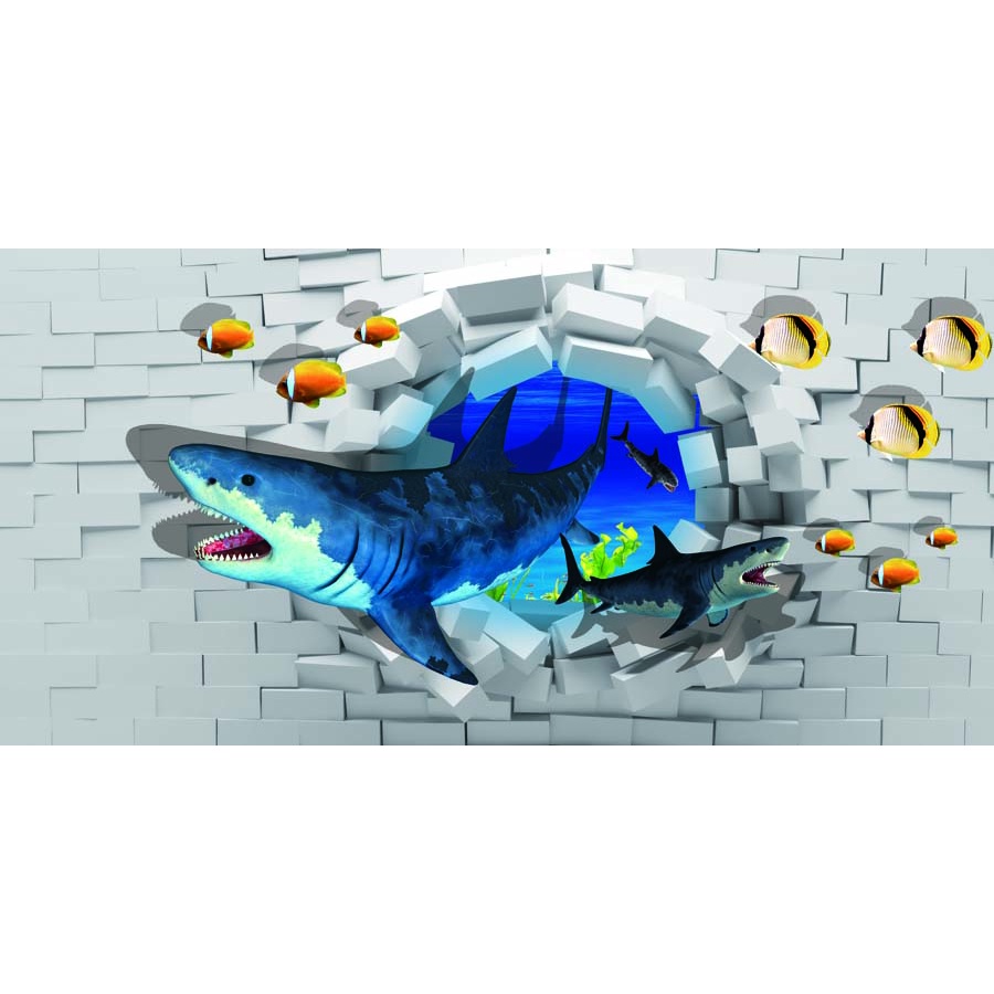 Tranh Dán Tường Thế Giới Đại Dương 3D Nhiều Kích Thước