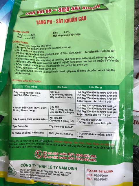 Tinh Vôi 98 - siêu sát khuẩn!    Túi -1kg