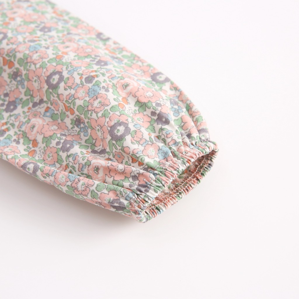 Bộ Áo Liền Quần Sanlutoz Bằng Chất Liệu Cotton Dài Tay In Họa Tiết Hoa Phong Cách Công Chúa Dành Cho Bé Gái