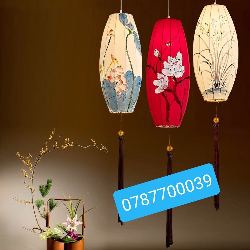 Lồng đèn Hội An treo trần 40cm vẽ tay
