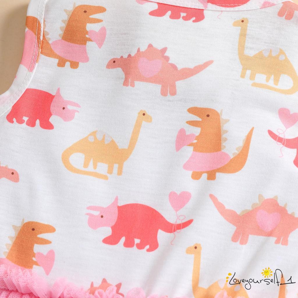 Đầm Sát Nách Cổ Tròn B930G In Hình Khủng Long Cho Bé Gái 1-6 Tuổi