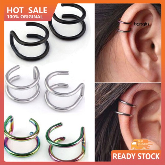 Khuyên kẹp vành tai 2 hàng chất liệu thép không gỉ