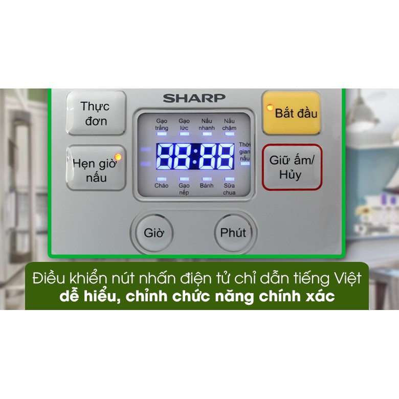 Nồi cơm điện tử Sharp KS-COM08V-SL 0.72 Lít