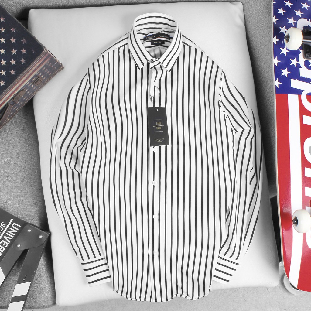 Sơ mi nam Galvin cotton kẻ dọc 6 màu , áo sơ mi công sở co giãn - Leo Vatino | BigBuy360 - bigbuy360.vn