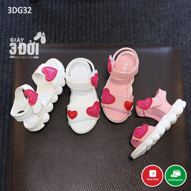 Sandal Cho Bé Gái Trái Tim Cho Chân 13-18.5cm Chống Trơn Trượt Phong Cách 3DG32 GIAY3DOI