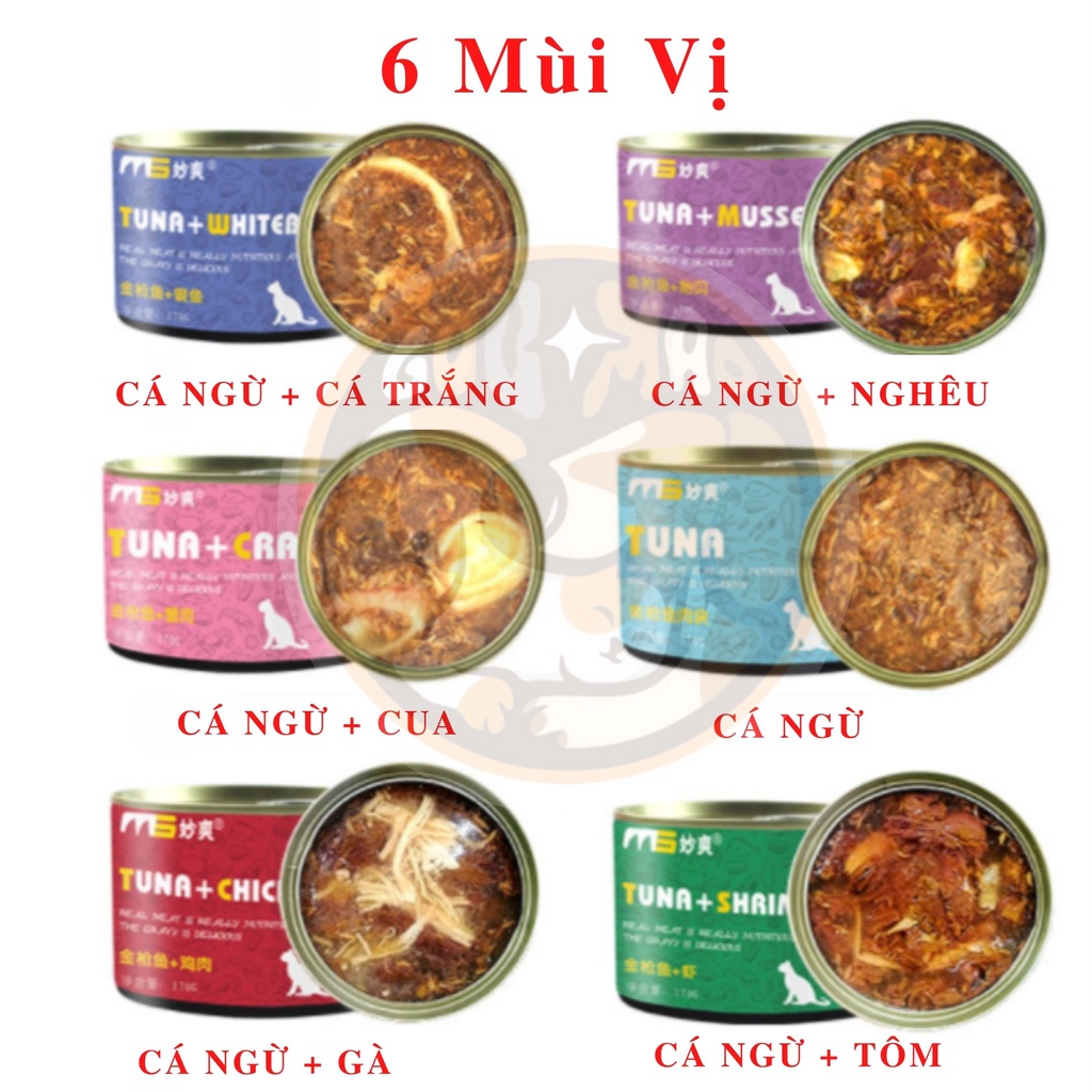 THỨC ĂN, PATE ĐÓNG HỘP CHO MÈO MIAOSHUANG  6 VỊ 170G