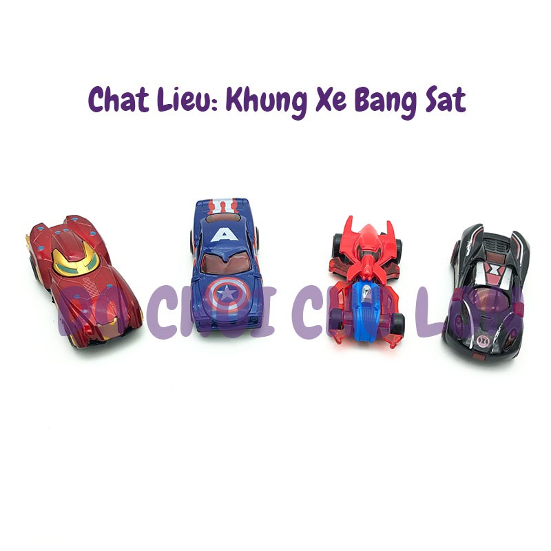 Đồ chơi 4 xe hơi siêu anh hùng bằng SẮT Super Hero Alloy Car 0418-B