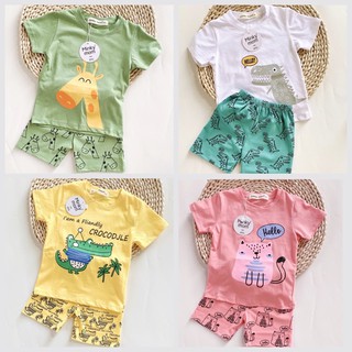 BỘ COTTON IN LỤA MINKYMOM TAY NGẮN QUẦN ĐÙI CHO BÉ HÌNH THÚ SIÊU CƯNG